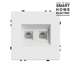 Механизм розетки для тонкой рамки, двойной интернет RJ-45 белый