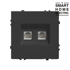 Механизм розетки для тонкой рамки, двойной интернет RJ-45 черный