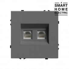 Механизм розетки для тонкой рамки, двойной интернет RJ-45 серый