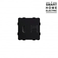 Механизм розетки HDMI и интернет RJ-45 черный