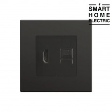 Розетка HDMI и интернет RJ-45 черная