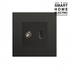 Розетка ТВ антенна и HDMI черная