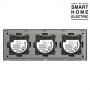 Умный проходной сенсорный выключатель тройной шестиклавишный золотой