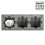 Умный проходной сенсорный выключатель c двойной розеткой одноклавишный золотой